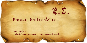 Macsa Domicián névjegykártya